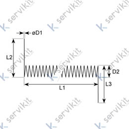 Resorte de torsión ø 19mm L2 47mm espesor de hilo 3mm pos. de montaje izquierdo