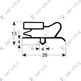 Burlete 775x470mm pvc gris armario Fagor