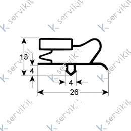 Burlete 475x280mm pvc gris armario Fagor