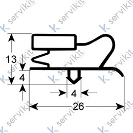 Burlete 420x400mm pvc gris mesa refrigerada Fagor