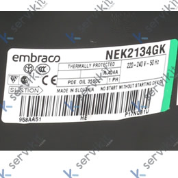 Compresor refrigerante R404a/R507 tipo NEK2134GK 1/2HP capacidad cilindro 8,77 cm³ CSIR 220-240V