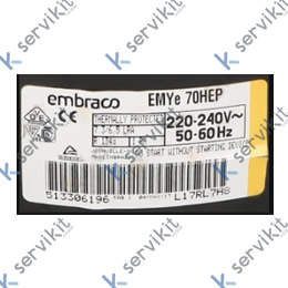 Compresor emye70hep 1/5hp r-134a 5.96cm³