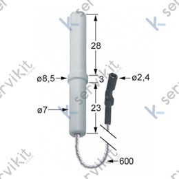 Bujía encendido 6.5x55mm con cable 600mm