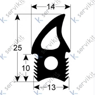 Burlete puerta horno Unox 1800mm silicona negro
