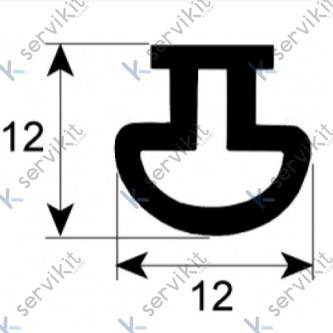 Burlete silicona carro caliente Rieber 12x12mm pvc gris (1 metro)