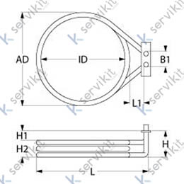 Resistencia horno Smeg 195mm 2700W 230V