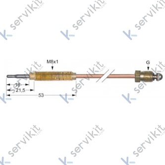 Termopar cabeza roscada m8x1 450mm