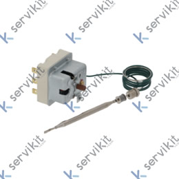 Termostato de seguridad temp. desconexión 232°C 3 polos NC 20A sonda ø 6mm sonda L 94mm