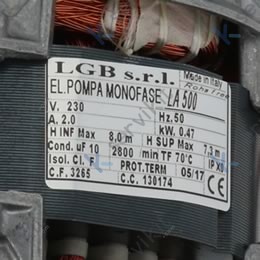 Bomba lavado Lgb 230V 50Hz 0.47kW LA500 y otras marcas etiqueta